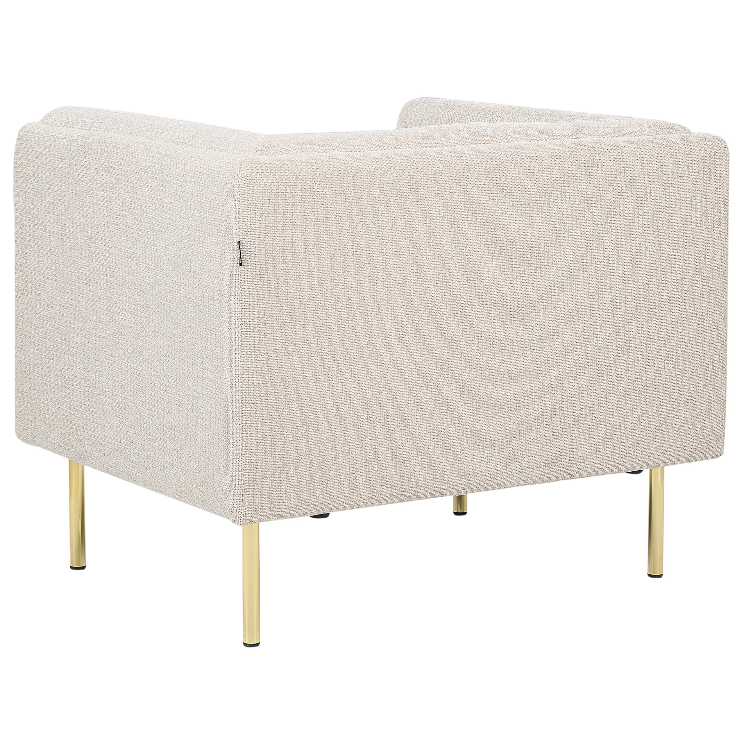 Beliani Sessel aus Stoff beige/goldene Beine mit Armlehnen modern Moen