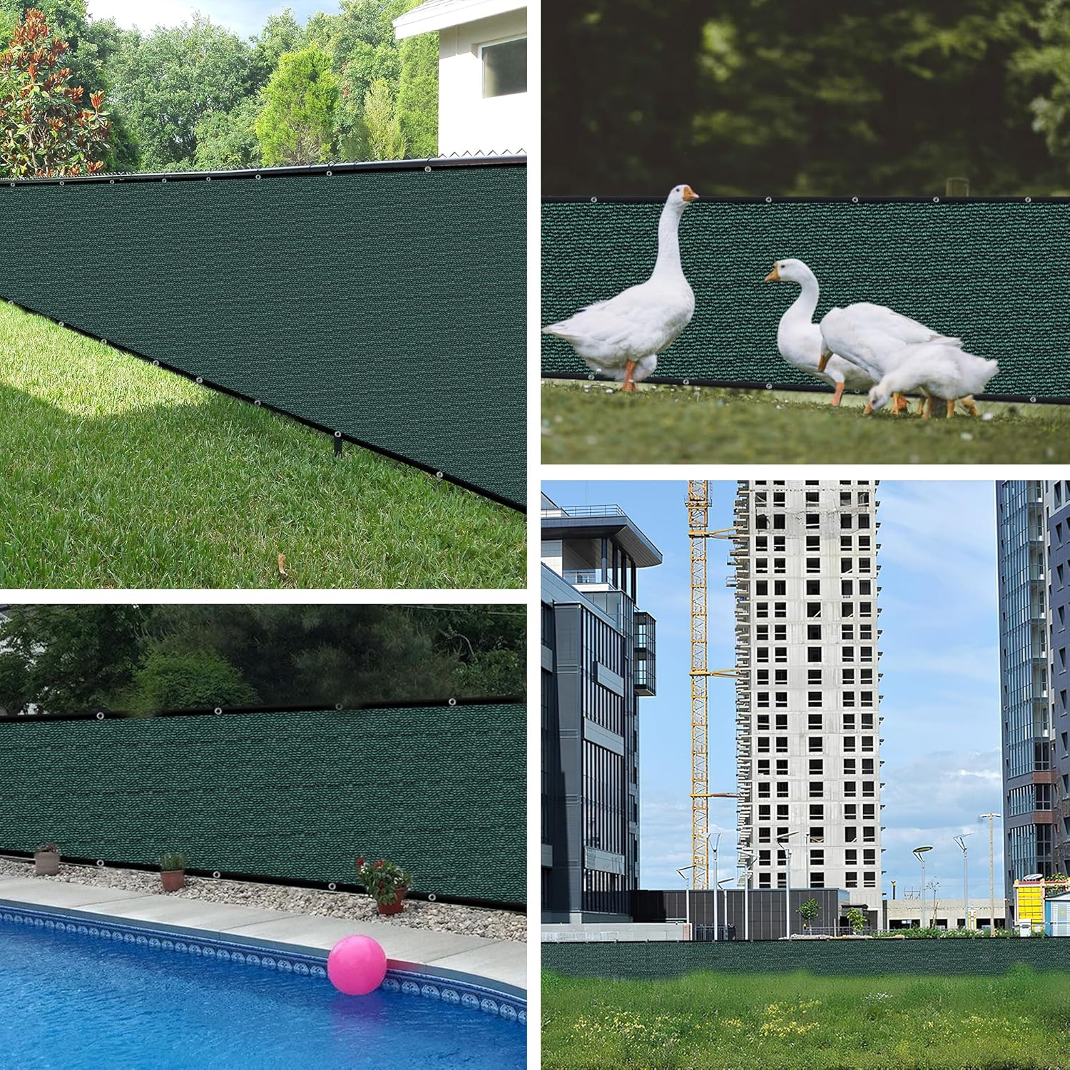 Fence Privacy Screen 6' X 50' Heavy Duty Balcony Privacy Screen, 170 GSM Outdoor Fencing Mesh Shade Net Cover 90% Blockage with Brass Grommets for Patio, Outdoor Backyard, Darl Green