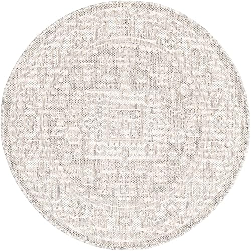 Miniatura 227 de Rugs.com Outdoor Aztec Collection Alfombra – 4 x 6 pies alfombra de tejido plano gris carbón perfecta para salas de estar, grandes comedores, planos
