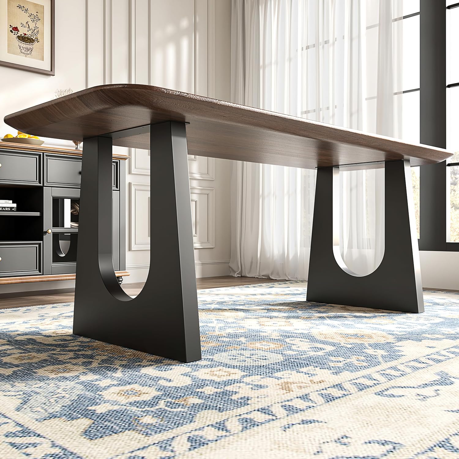 28 Inch Desk Legs, Metal U-Shaped Table Legs, Heavy-Duty 1500lbs Lbs for Office Gaming Desk Dining, Adjustable Floor Protectors Easy Assembly