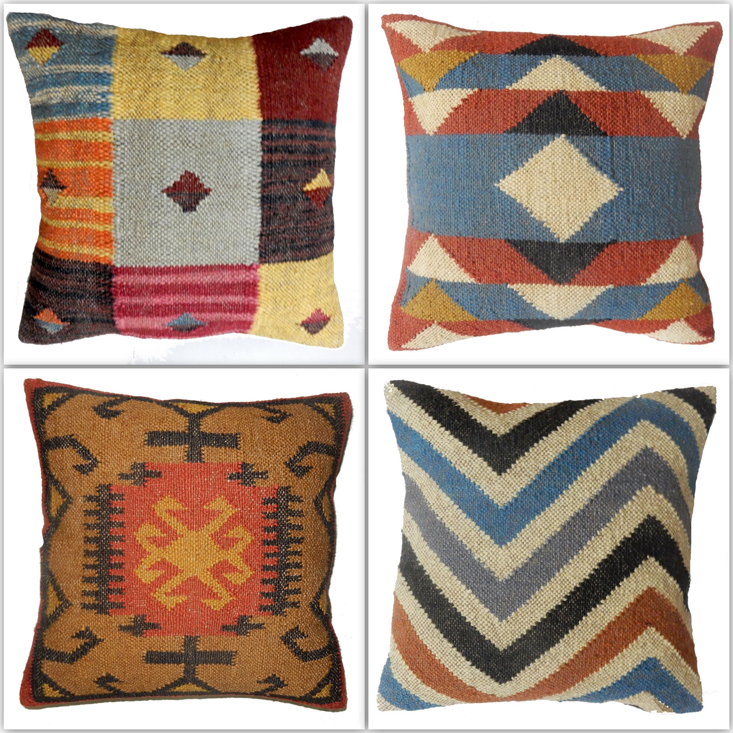 Lot de 4 housses de coussin en jute tricotées déco bohème extérieure 45cm