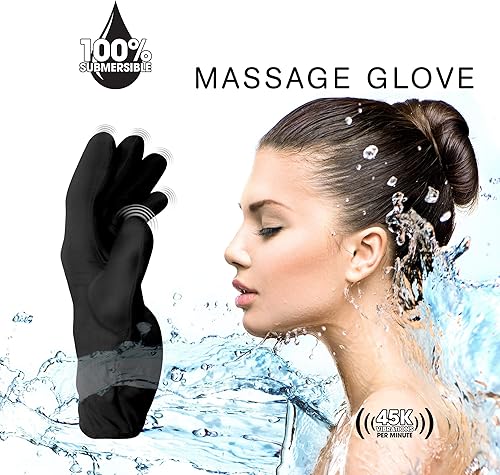 Miniatura 5 de 910R-LG/910L-LG Kit de guantes de masaje vibratorios de cinco dedos para diestros e zurdos, negro, grande