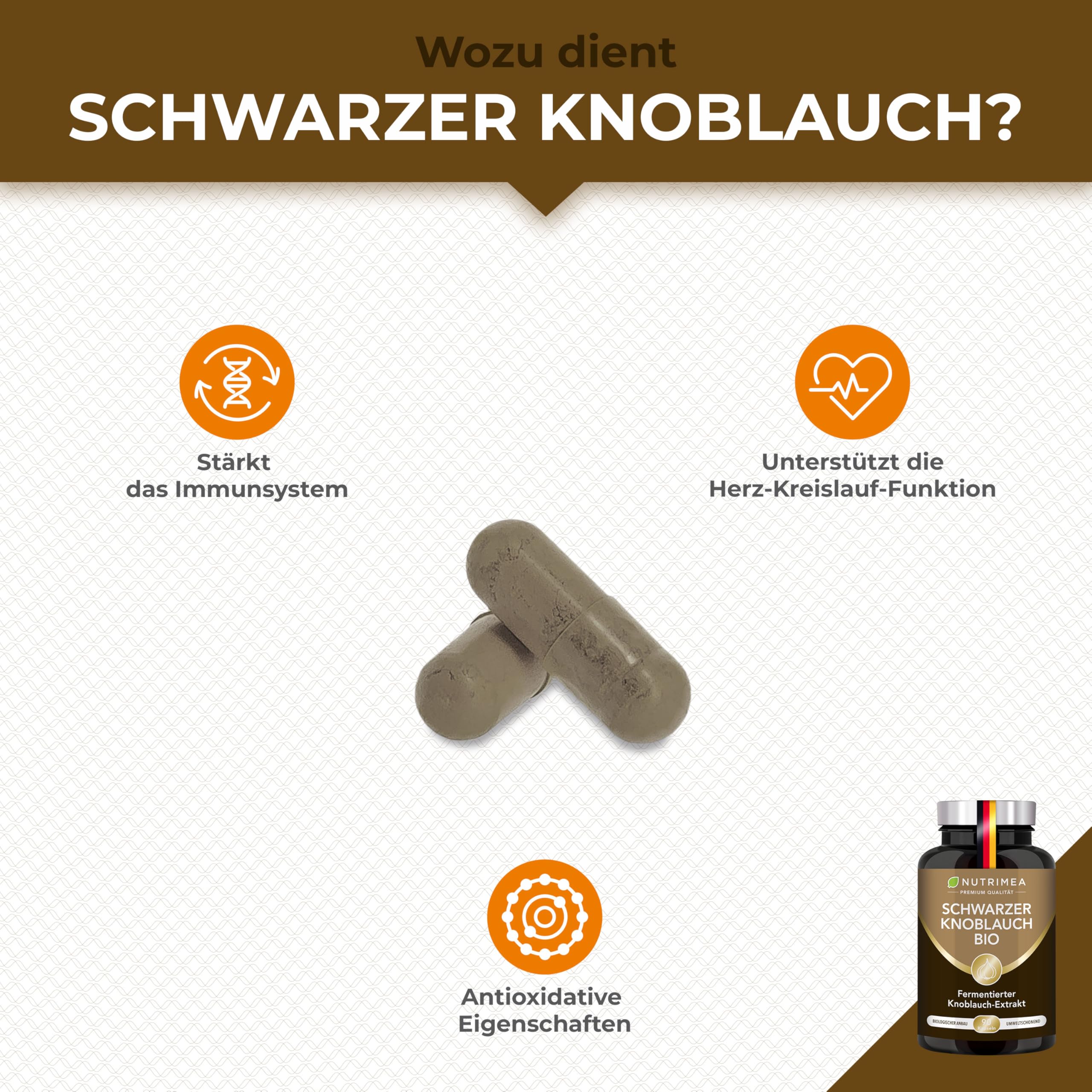 Schwarzer Knoblauch Bio - Reiner Extrakt fermentiert - Mit S-Allyl-Cystein - Hochdosiert Kapseln - Veganes Produkt - Nutrimea - Premium Qualität (Packung mit 2)