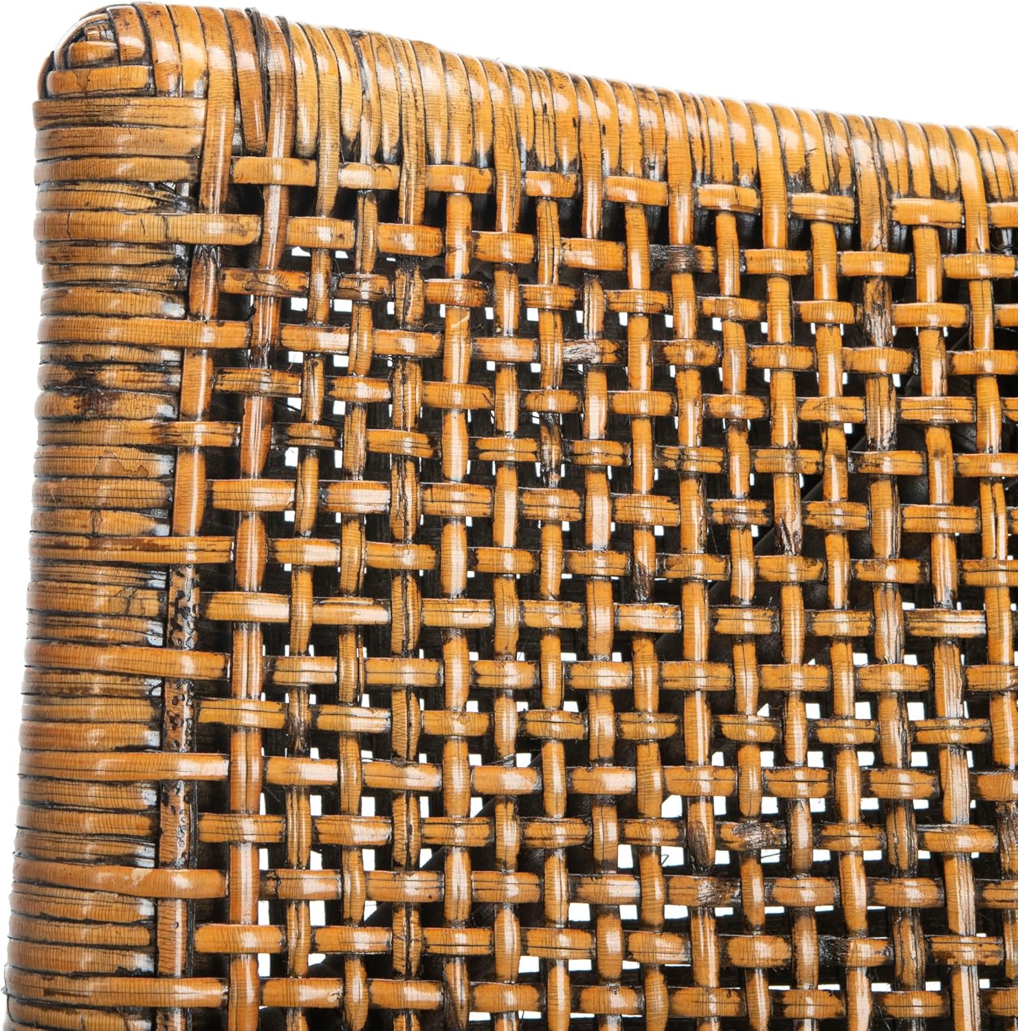 SAFAVIEH Home Collection - Gianni Brown & Black Solid Wood Rattan Arm Chair, Tropical Coastal Accent Seating for Living Room or Dining Space (SEA4011A)