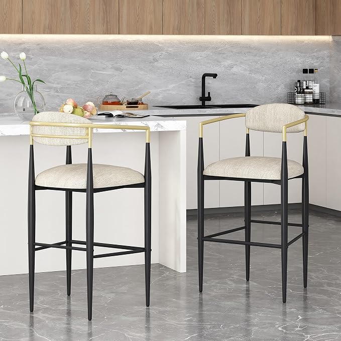 Conjunto de 2 Butacos Beige y Negro de 30 pulgadas miniatura 2