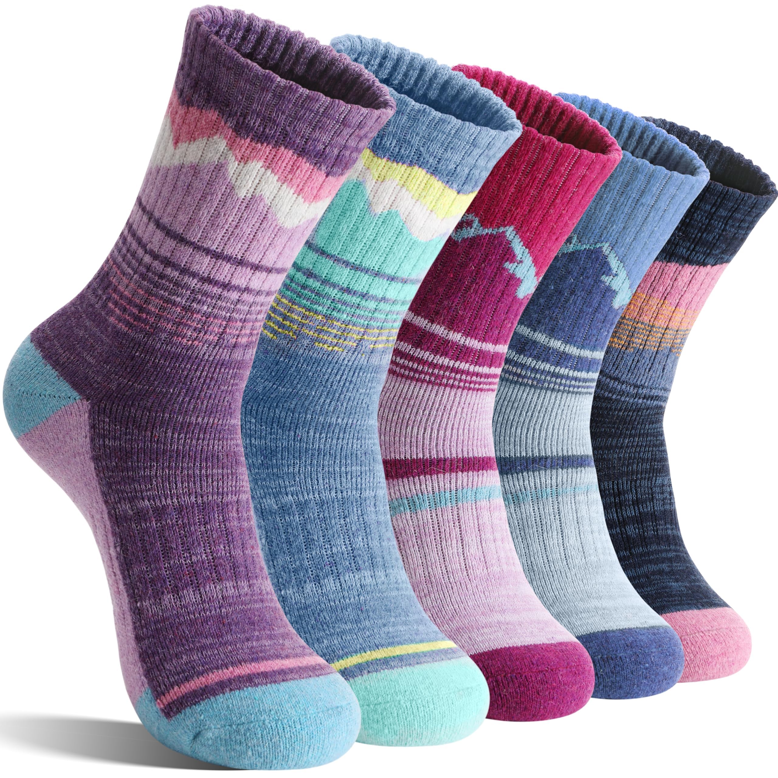 Sandsuced Merino Wandersocken für Damen,Wolle Thermosocken, Atmungsaktive Wintersocken,Warme Merino Wollsocken Socken 5 Paar