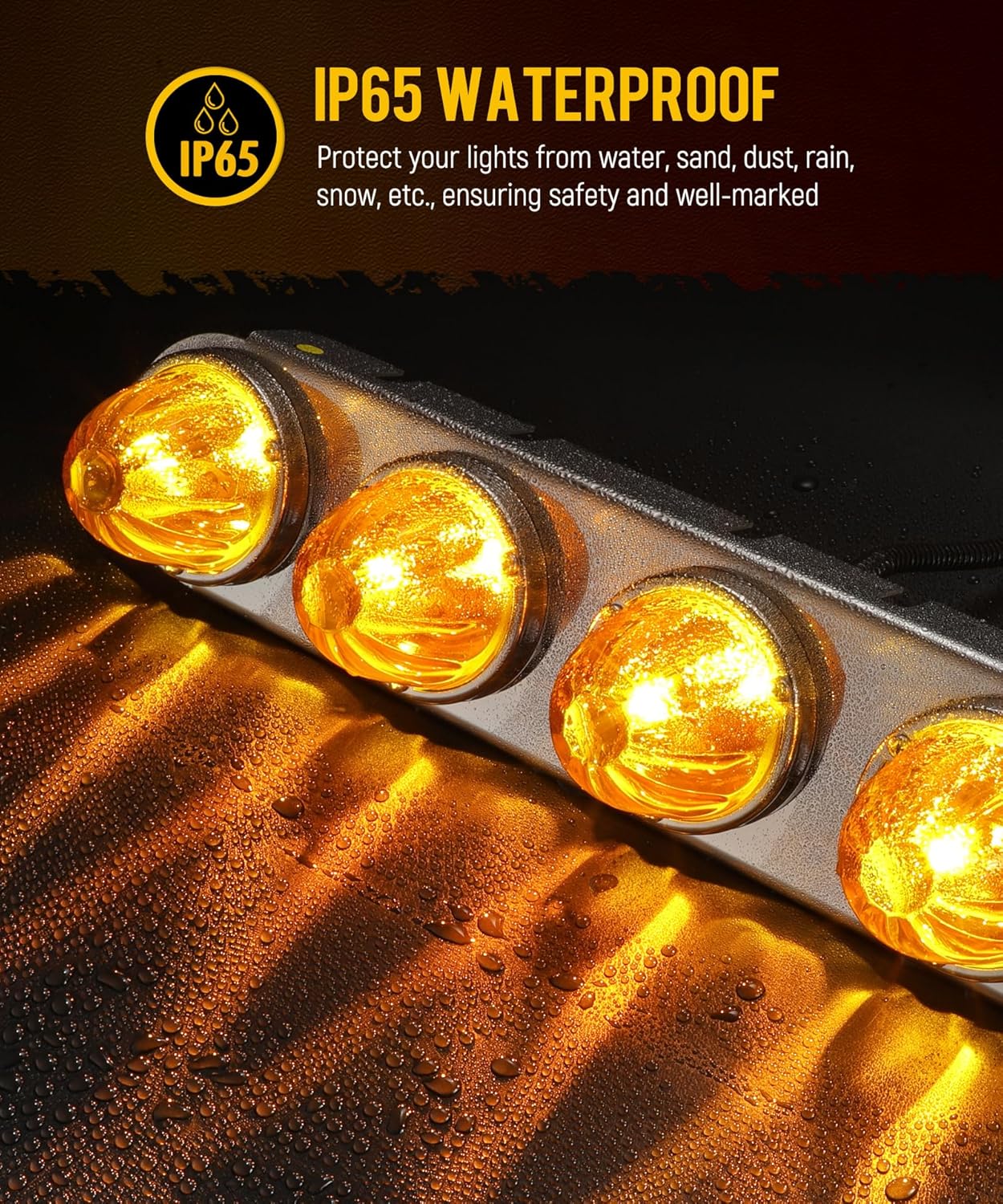 Partsam 1Pcs Driver Side (Left Side) Radius Style 21.5" Front Air Cleaner Light Bar with 5Pcs Glass Watermelon Lights, Stainless Steel Bracket, Compatible with Peterbilt Kenworth Freightliner