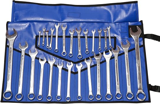BULL TOOLS Tool Roll Organizer with 28 Pockets for Wrenches, Metric & SAE Durable Ballistic Polyester Oxford Canvas, Roll-Up Tool Pouch for Mechanics, DIYers, Electricians Tools Not Included