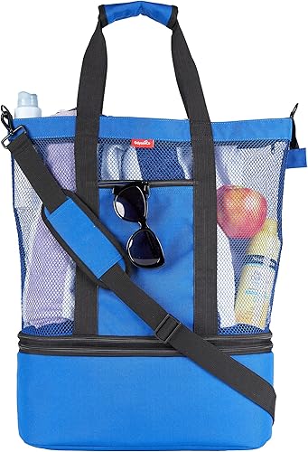 Odyseaco Bolsa de playa impermeable con hielera Bolsas de playa para mujer Vacaciones Beach Essentials Bolsa de piscina y bolsa de playa de malla,