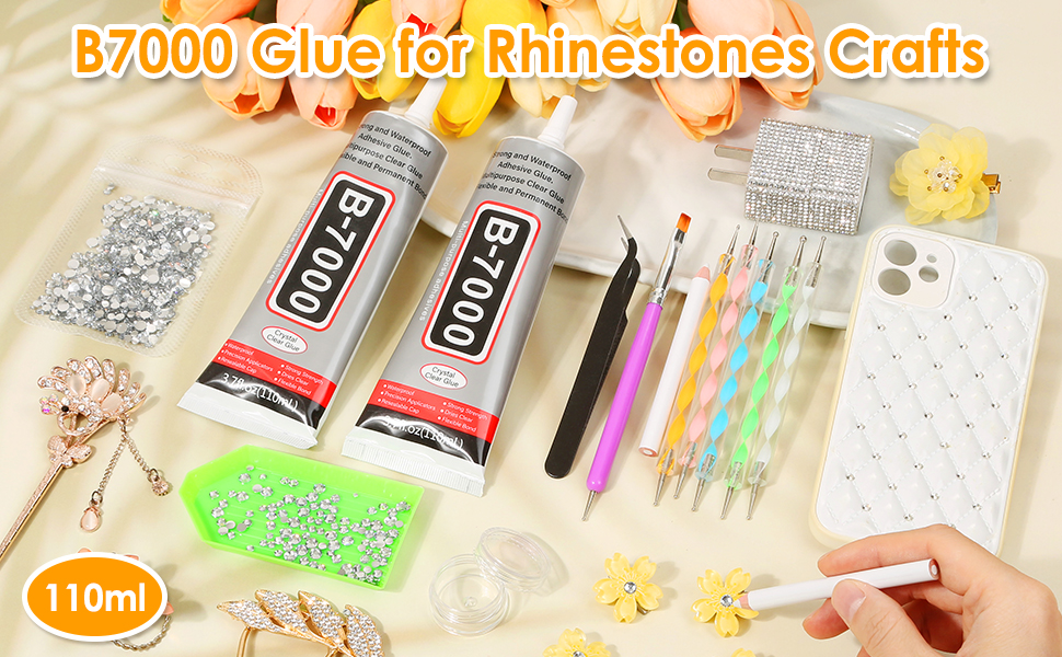 Image of 1 Pcs 110 mL B7000 Glue with Precision Tip, Bedazzling Glue and Tool | Gem Tac Glue for Rhinestones, Strong Adhesive Jewelry Bead Glue for Jewelry Making Repairs Fabric Clothes Shoes DIY Crafts