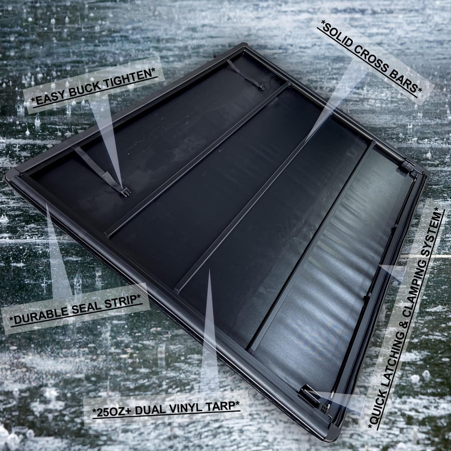 EZ-COVER 6.0' Soft Roll Up Truck Bed Cover Compatible for 2016-2026 Toyota Tacoma Vinyl Tonneau Cover | Fit for Deck Rail System