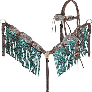 Showman Weathered Steer Twist Browband Headstall & Breast Collar Set