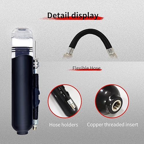 Miniatura 7 de Bomba de bola deportiva portátil de ejercicio de mano para pelotas deportivas, bomba de baloncesto de doble acción inflada con 3 agujas de bola y 2