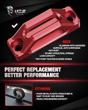 MZS T-Track Mount Tie Down Anchors for Roof Rack/Crossbars/T-Rail Red 4PC | Aluminium Cleats with T-Slot Bolts & Nuts, Rust Proof Surface, Fit SUV Truck Pickup RV Kayak Boat Canoe with T/C Channels