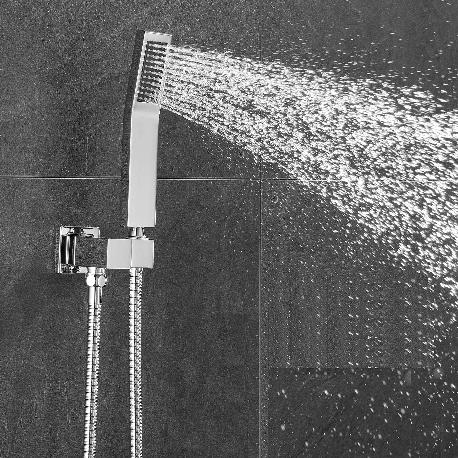 Soffione doccia ad alta pressione con tubo 1,5m, di alta qualità doccia soffione da ottone con tubo flessibile doccia, 1 modalità, cromato