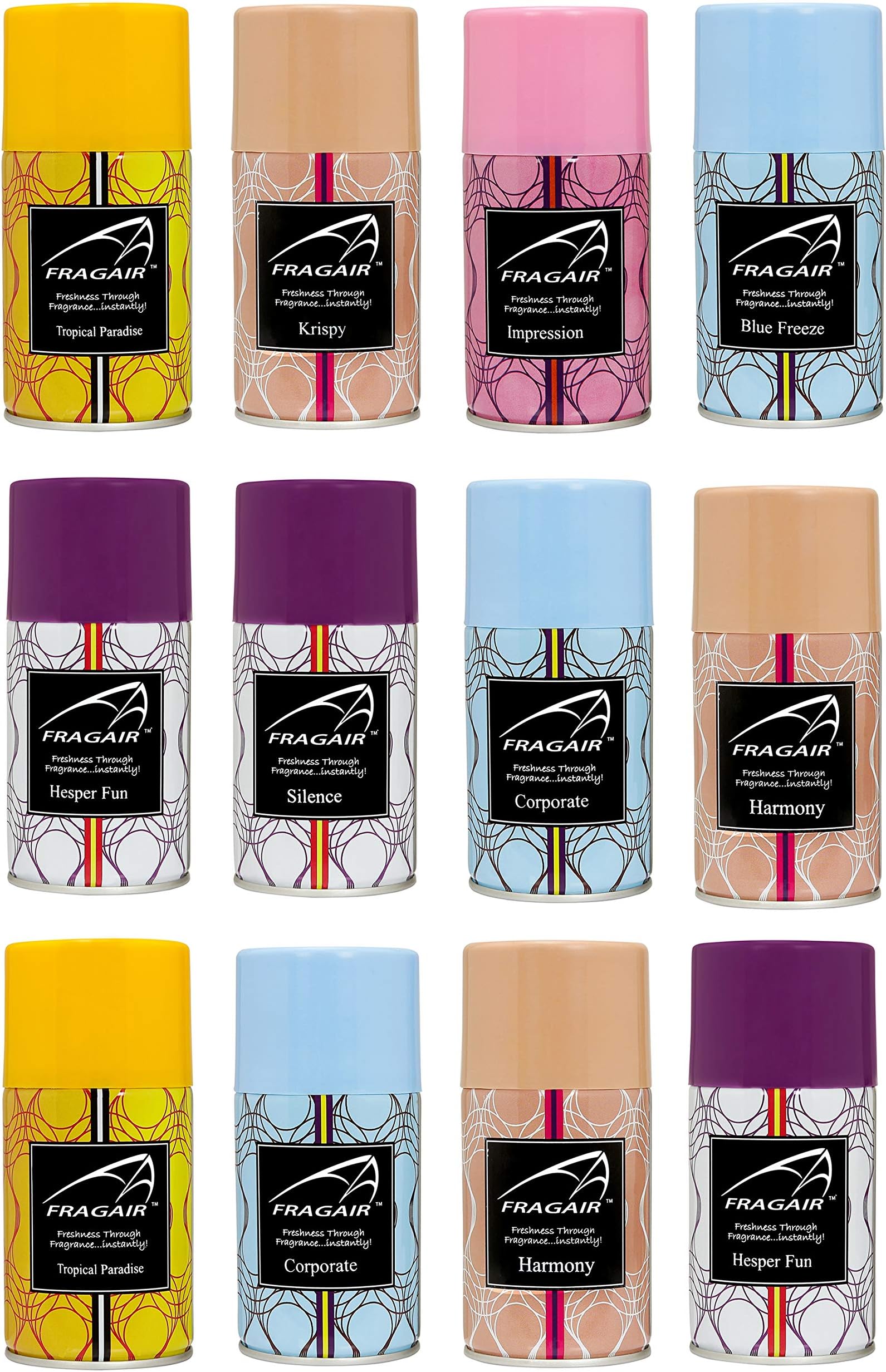Fragair Air Freshener Refills for Automatic Dispensers Pack of 12 (250ml Each)