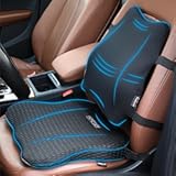 FORTEM Car Seat Cushion and Back Support Pillow, Memory Foam Car Wedge Cushion, Comfort Back Rest and Lumbar Support for Driving, Non Slip Seat Pad, Adjustable Straps, Washable Cover