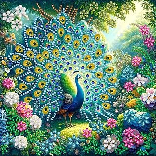 Bloomthread Animal Peacock Diamond Painting Arts for Adults - Partial Drill Diamond Art Paintings, DIY Craft Arts for Home Decor and Gifts (Peacock)