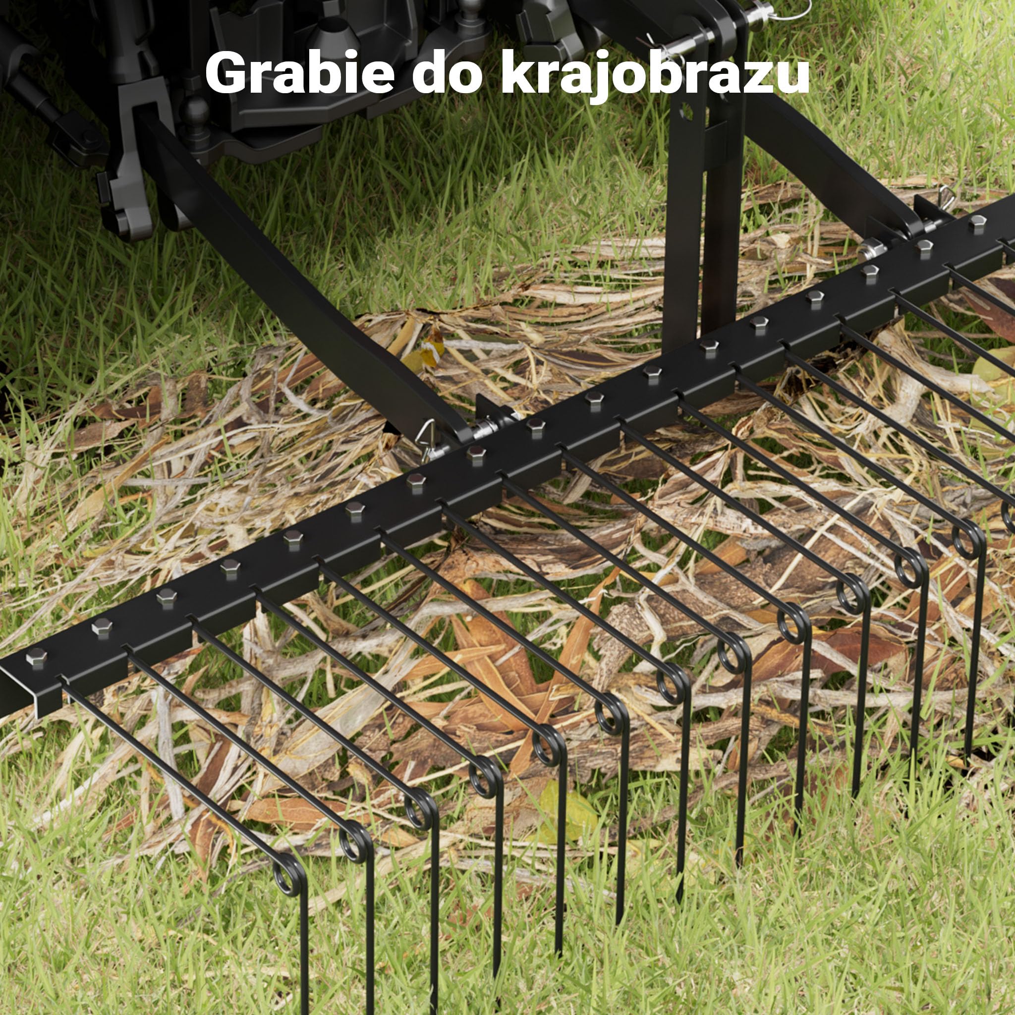 Wiltec Aerator do traktorka 183 x 76 x 48 cm grabie ze stali, trzypunktowym układem zaczepowym i 24 sprężynami