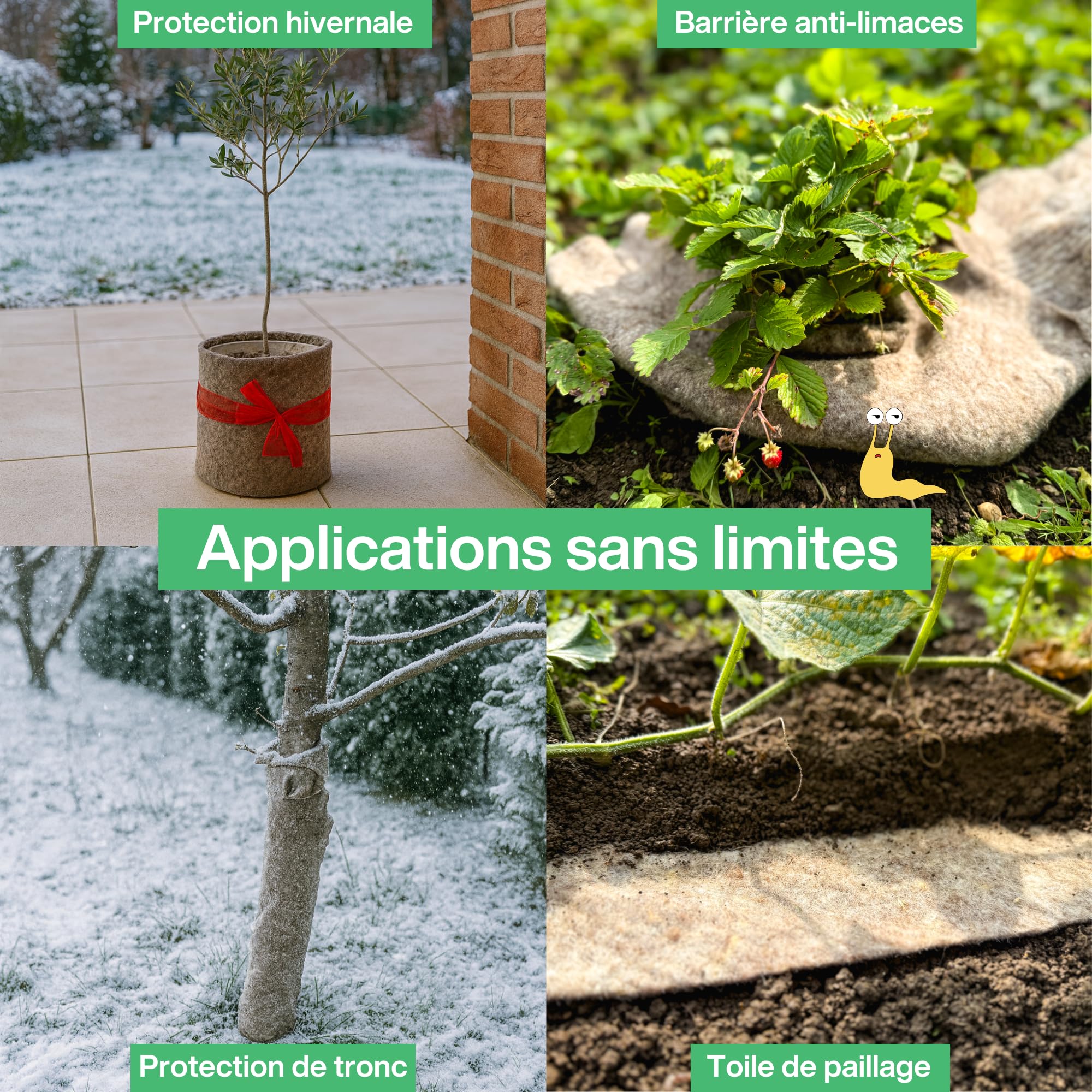 UNIGARDIA Feutre de Laine de Mouton 80 x 500 cm - Paillage Jardin 100% Naturel et Biodégradable - Tapis Sol Isolant Thermique pour Plantes - Protection Hivernale et Anti-Limaces
