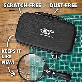 Large Magnifying Glass with LED Light (USB Rechargeable) and Hard Case, 45X 20X Handheld Illuminated Big Magnifier Loupe for Jewelry, Reading, Coins, Low Vision, Close Work