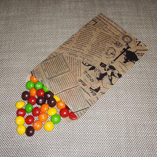 Miniatura 4 de CuteBox Bolsas de regalo de papel kraft de papel de estraza de papel de periódico de 4 x 6 pulgadas, 300 piezas para mercancía, venta al por menor,