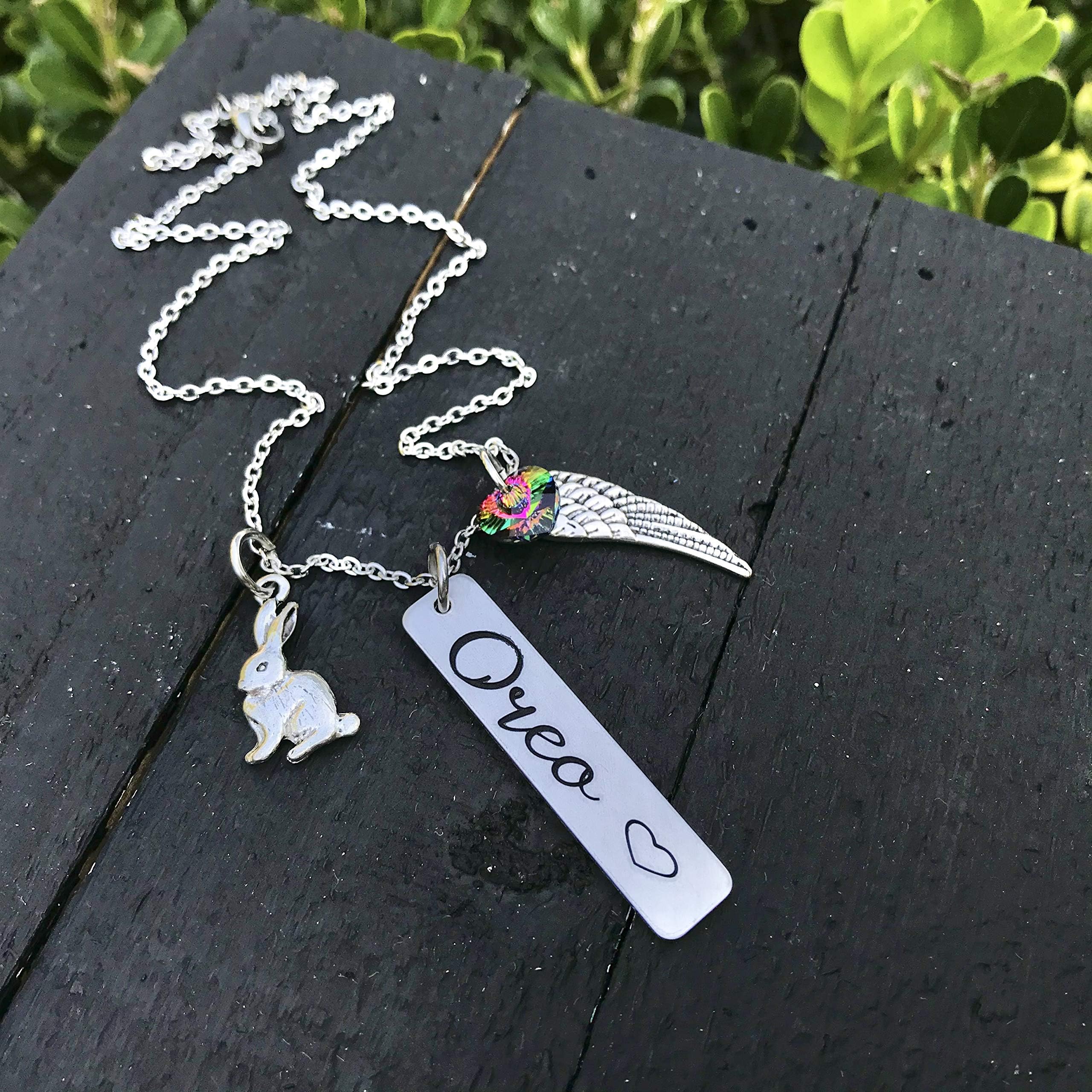 Rabbit Memorial Necklace | Bunny Memorial Jewelry | Pet Memorial Jewelry | Rainbow Bridge Jewelry | Pet Sympathy Gift | Pet Keepsake