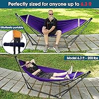 Vista 7 de Tranquillo Soporte de hamaca plegable, hamaca plegable para acampar y soporte, soporte de hamaca doble de capacidad de 600 libras para 2 personas