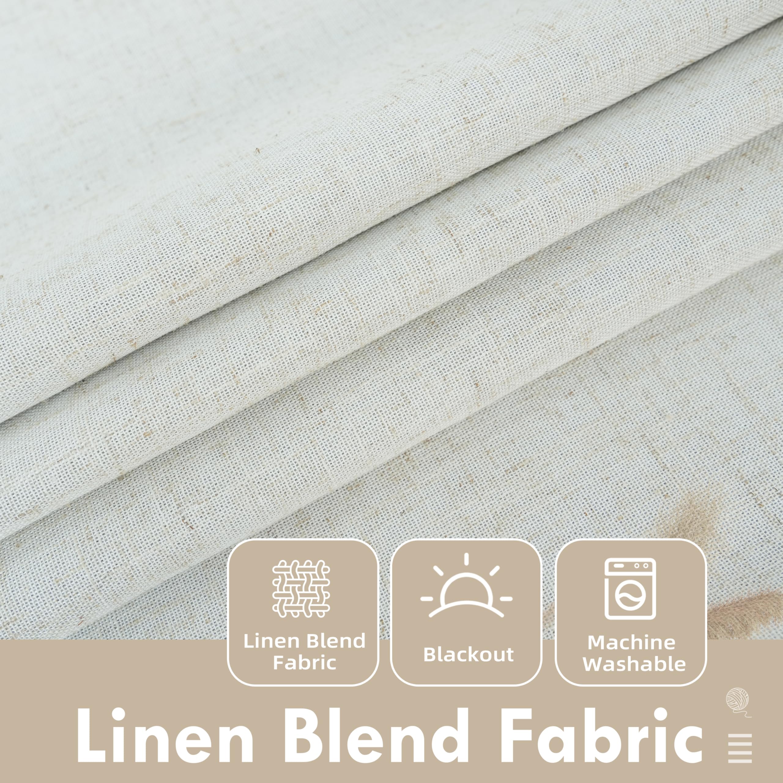 Cortinas opacas de lino de doble capa, con aislamiento térmico, totalmente forradas, para ventana de baño, bolsillo para cortinero ajustable para ventana pequeña, 25 x 47 pulgadas, lino 3