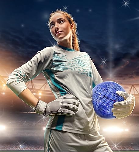 Miniatura 7 de Balón de fútbol Pelota oficial de primera calidad para niño y niña con genial patrón hexagonal iridiscente iridiscente de arcoíris, duradero, para