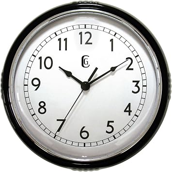 Geneva 9.5" Black Plastic Wall Clock, Black