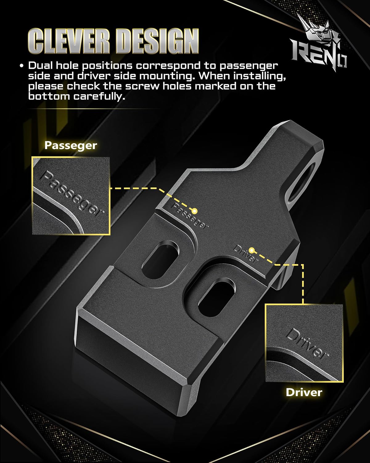 RENO Tacoma Front Demon Tow Hook with 3/4" D-Rings Shackle, Front Tow Hook Mounting Bracket Combo Compatible with Tacoma 2009-2023 Demon Hook Bracket Replacement (Aluminum, Black)
