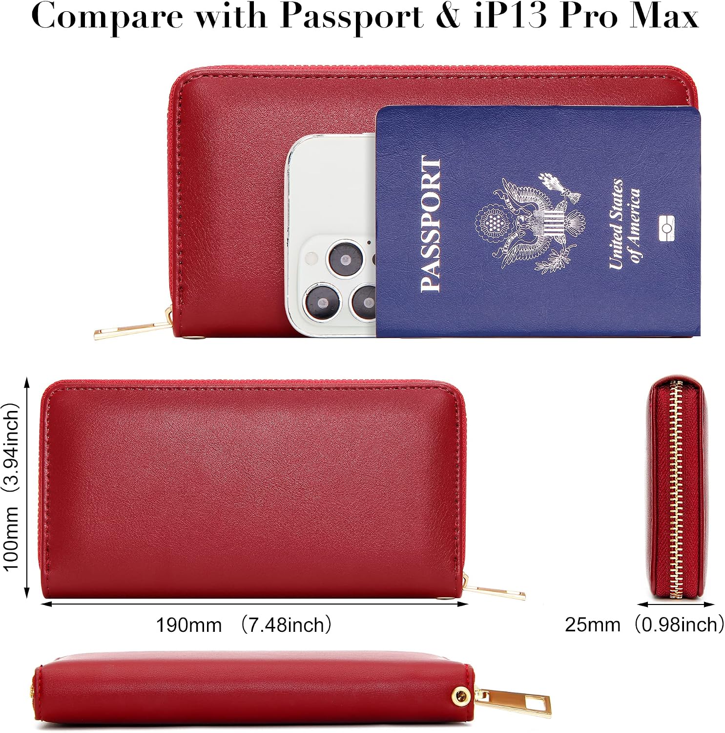 VOCUS Womens Wristlet Wallet Zip Around Clutch Wallet Large RFID Blocking PU Leather Bifold with Phone Holder for Travel