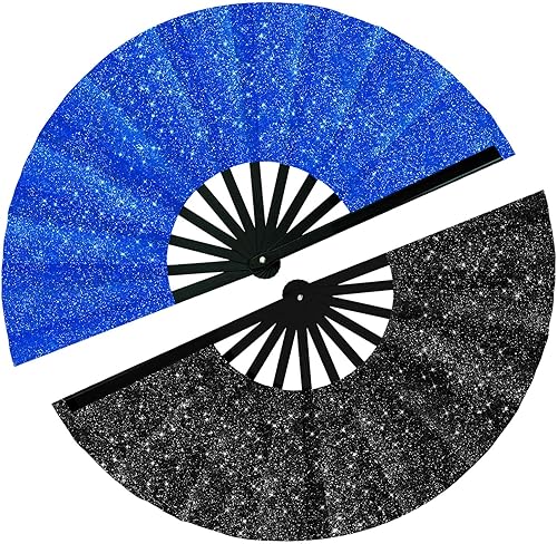 Miniatura 31 de Maitys 2 piezas de abanico de mano plegable grande para baile en línea, abanico de nailon plegable para festival chino de Kung Fu, manualidades,