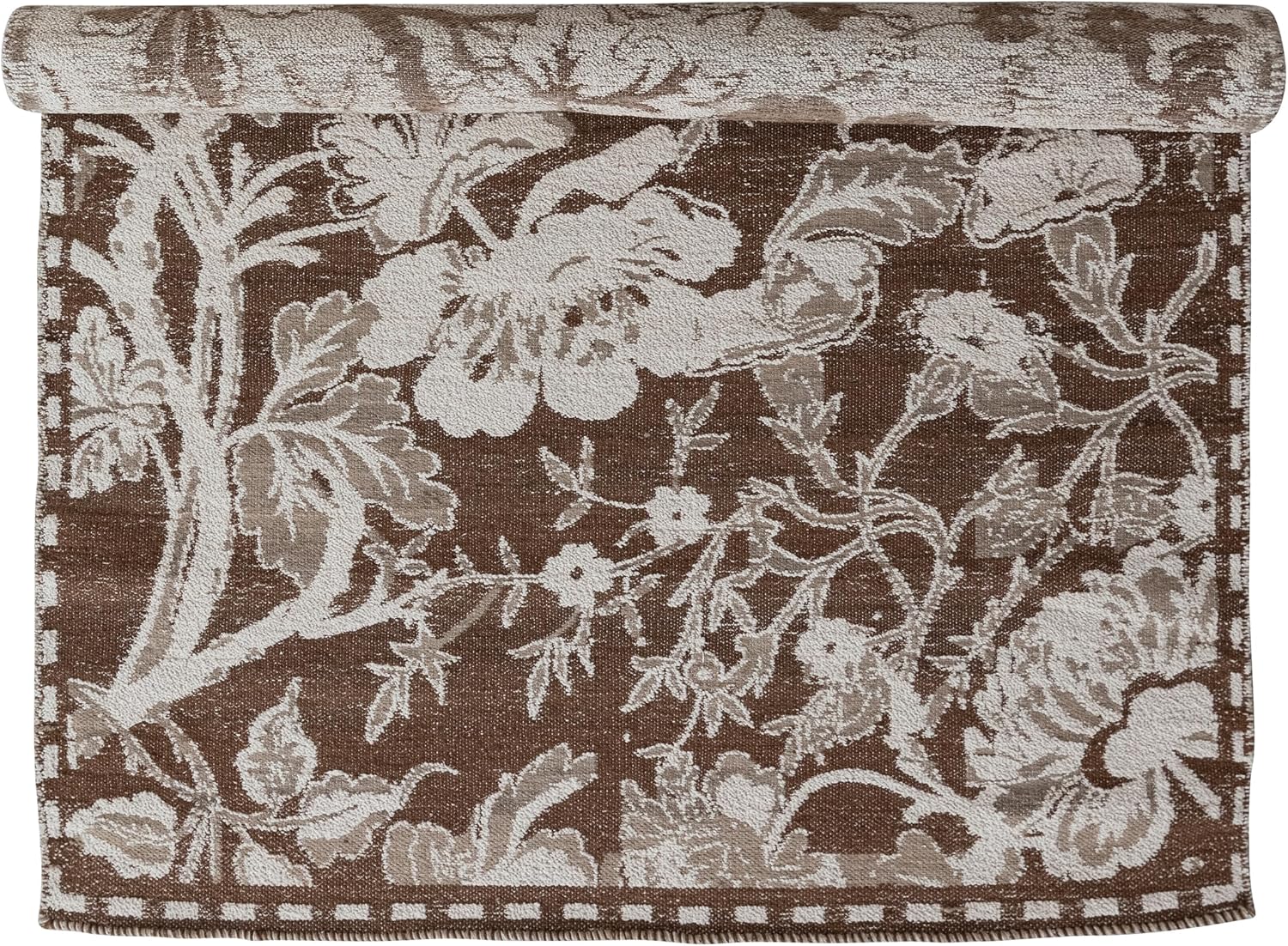 Creative Co-Op Woven Wool and Cotton Blend Jacquard Rug with Floral Pattern, Multicolor