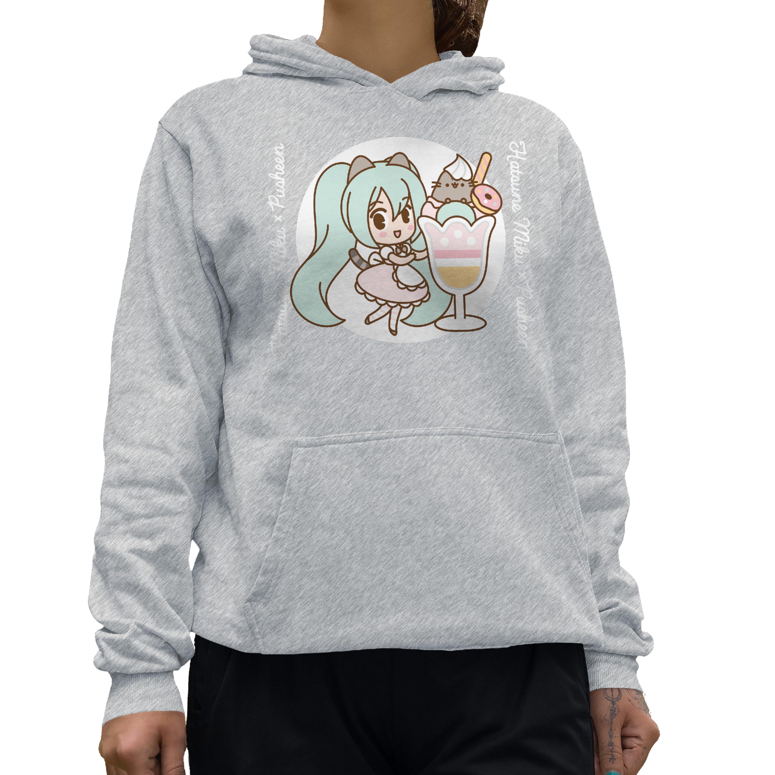 Isaac Morris LimitedPusheen x Hatsune Miku Pusheen In A Cup Unisex Pullover Hoodie