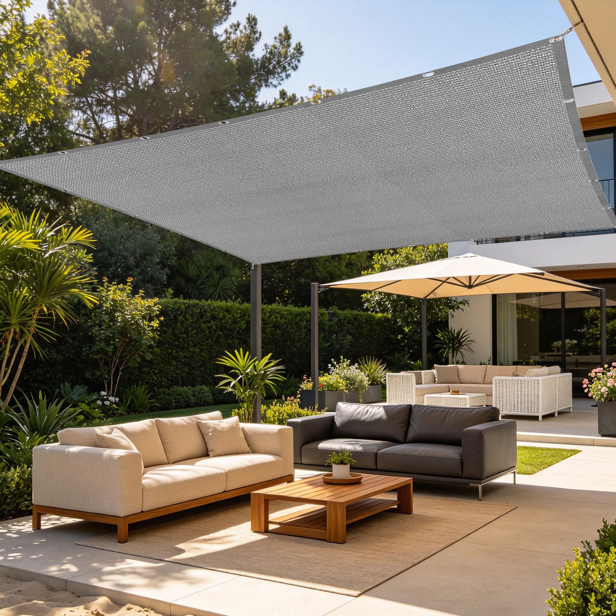 Voile d'ombrage de jardin gris clair 170x800 cm pour serre et terrasse