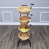Vista 3 de Soporte 15603 para 4 canastas de mimbre escalonadas, estante para exposición en tienda de abarrotes