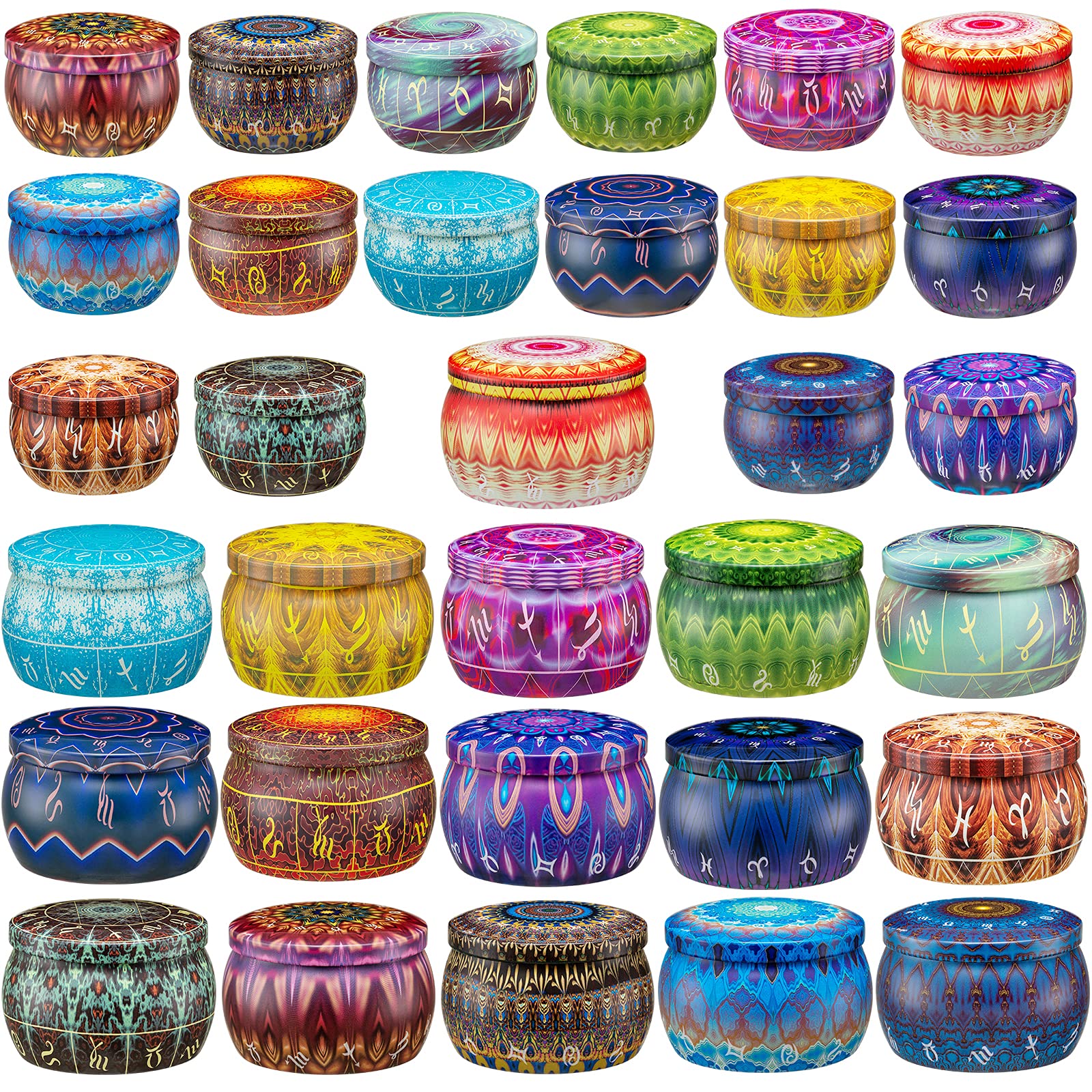 Ahyiyou DIY 16 Color Candle Tins 32 Pieces, Round Containers with Lids, Candle Wicks, Wicks Holder, Wicks Stickers for Candle Making, Arts & Crafts, Storage & More