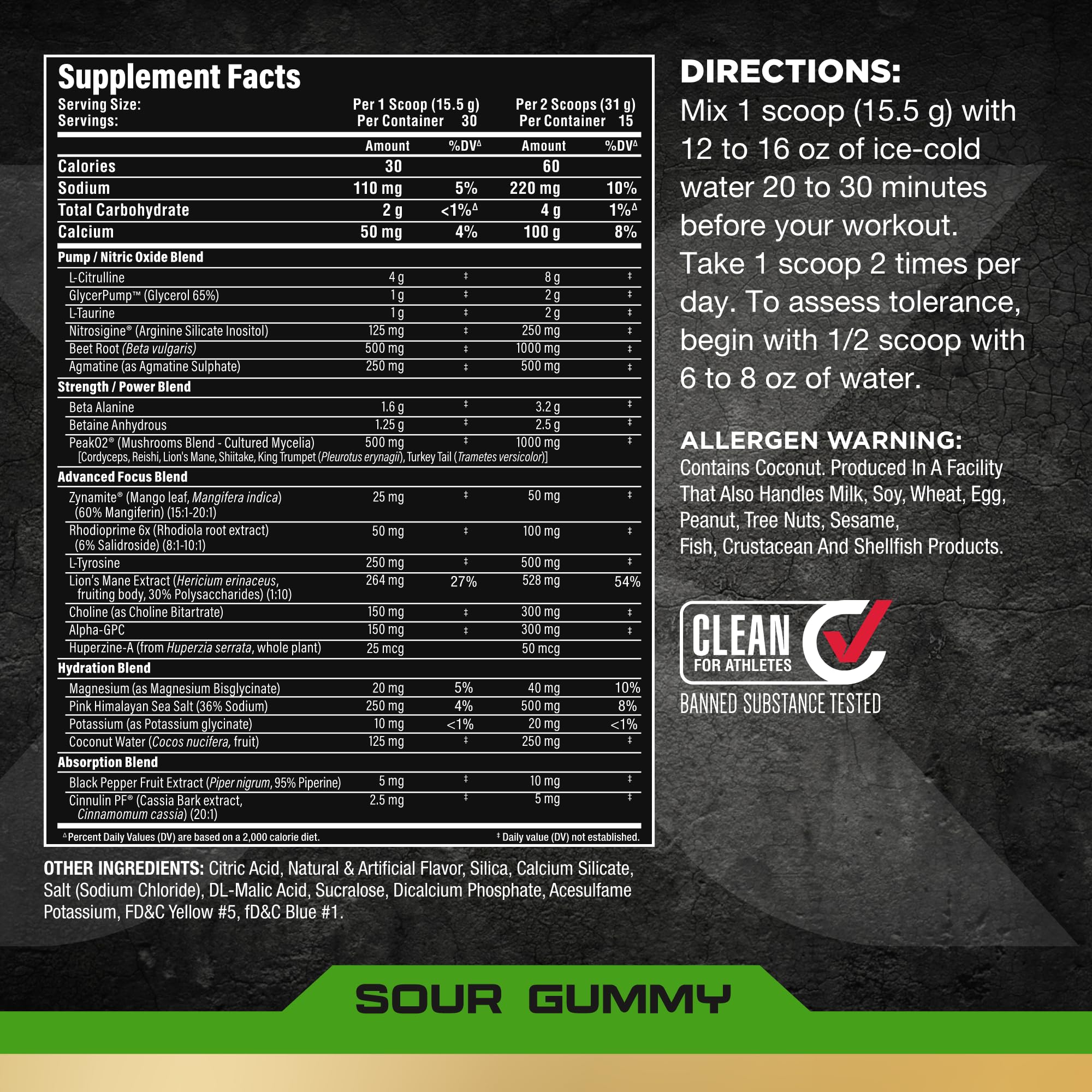 ALLMAX Impact Pump Xtreme Pre-Workout Powder, Sour Gummy, 465 g — Amazon image 2