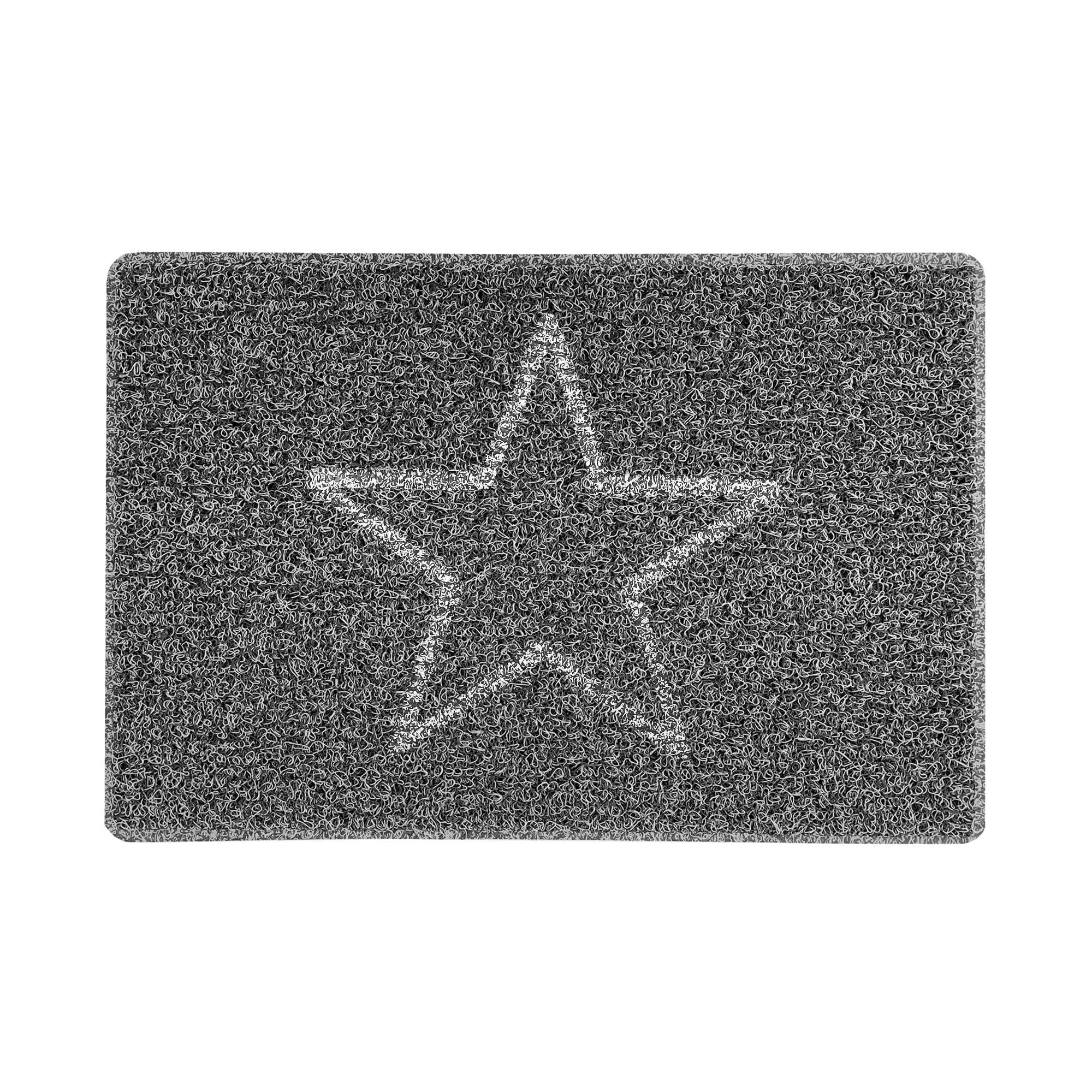 Nicoman STAR Embossed Shape Door Mat-Trapper Jet-Washable Doormat-(Use Indoor or Sheltered Outdoor), Small (60x40cm), Black with Grey