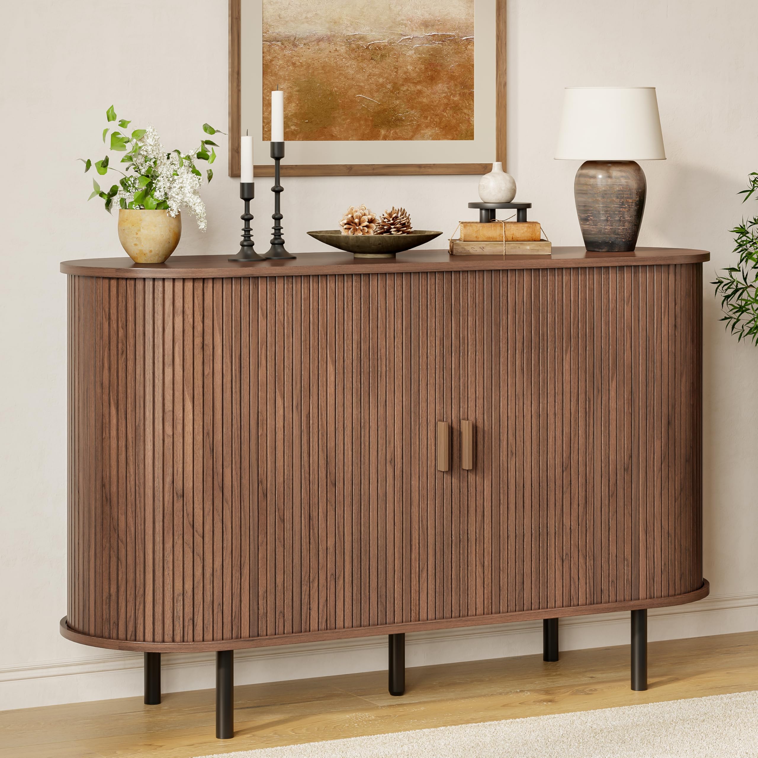 Fluted Buffet Sideboard Cabinet, 48" in Walnut