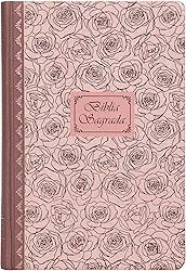 Bíblia Sagrada Católica, Letra Grande, Rosas, Capa dura com lombada em tecido, Leitura Perfeita