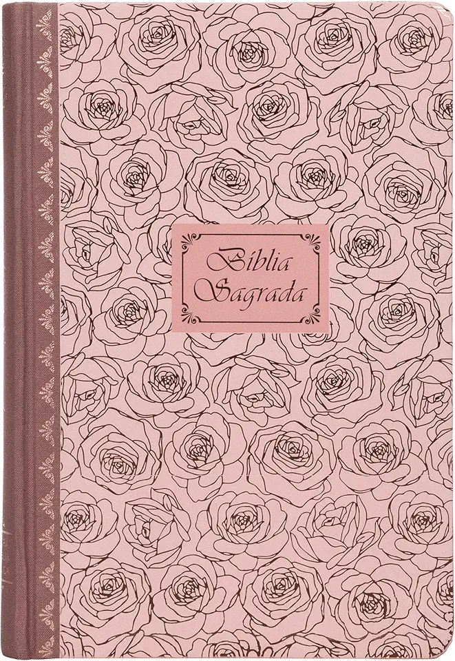 Bíblia Sagrada Católica, Letra Grande, Rosas, Capa dura com lombada em tecido, Leitura Perfeita