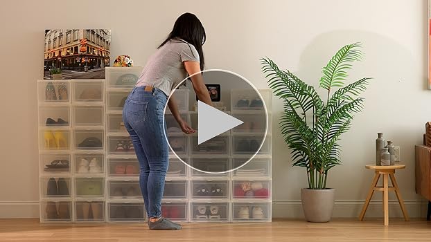 Amazon.com: IRIS USA Stackable Shoe Storage Box with Latch Drop