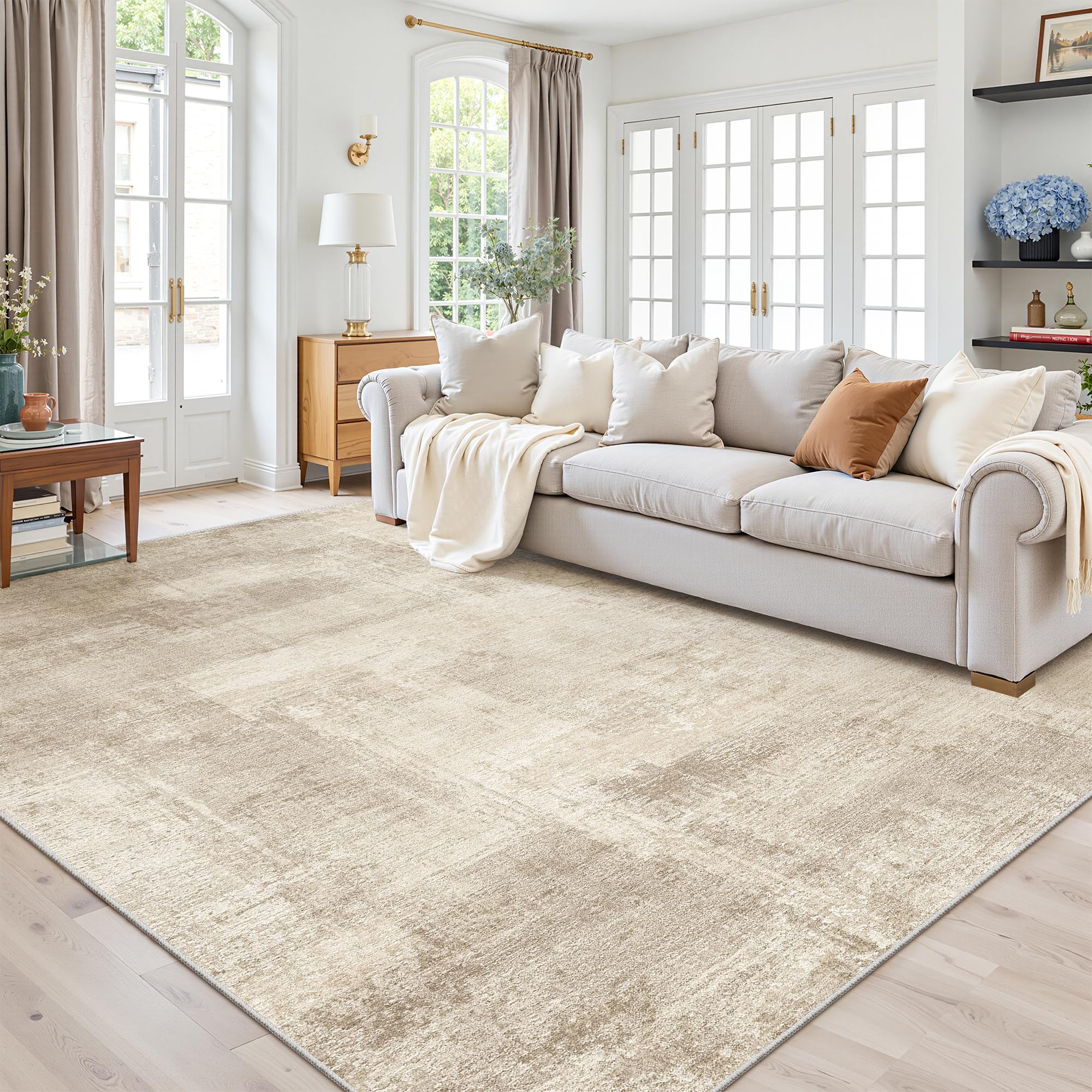 zesthome 7x9 Area Rugs for Living Room, Abstract Machine Washable Rug, Neutral Modern Soft Bedroom Rugs, Dining Room, Nursery, Non Slip Kitchen Carpet, Non-Shedding Indoor Home Office Rug — image 1