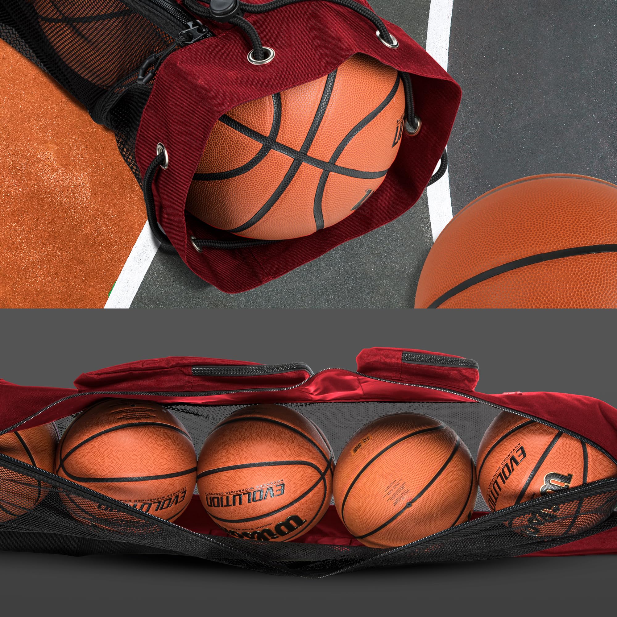 Fitdom Strapazierfähige XL-Basketballtasche mit Schultergurt, für Trainer mit 2 Fronttaschen für Coaching und Sportzubehör Dieser Teamschlauchträger kann bis zu 5 Basketbälle verstauen