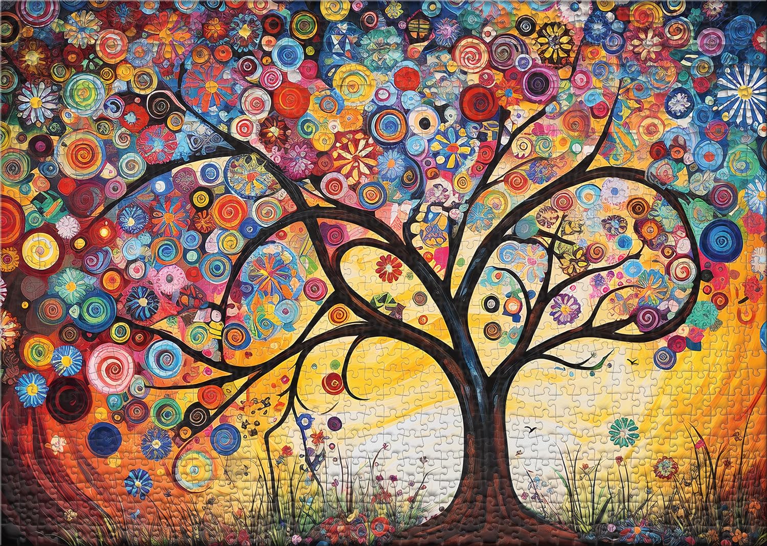 Ulmer Puzzleschmiede - Puzzle de 2000 piezas "Sinfonía de los Capullos jóvenes" - maravilloso diseño creativo de árbol como original diseño de rompecabezas de 2000 con plantilla de caja - también para