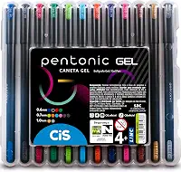 Caneta Gel Pentonic, Estojo com 12 cores sortidas