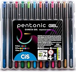 Caneta Gel Pentonic, Estojo com 12 cores sortidas